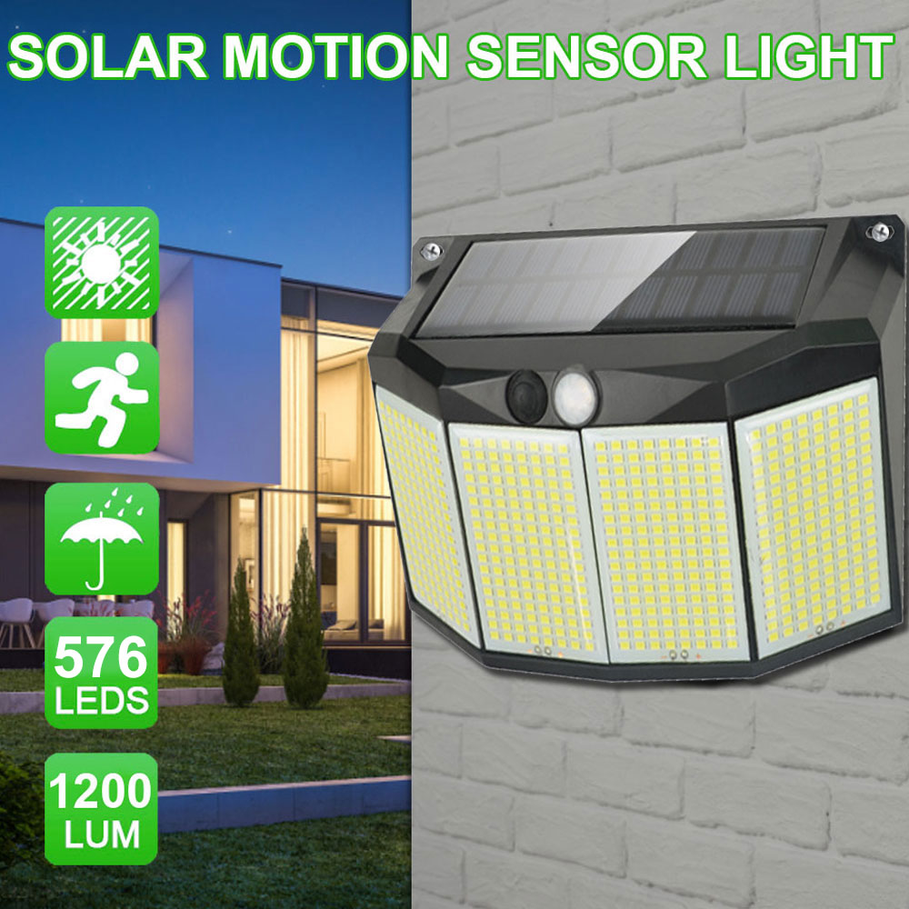 Smart Garden Solar Lights - 576LEDs Solar Powered Wall Lamp Outdoor