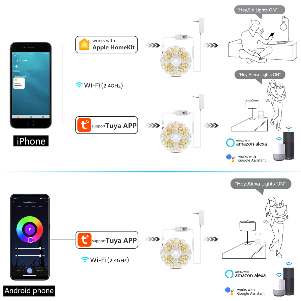 DC 12V WIFI RGBW RGBWW LED Str - огляд і ціна Smart Garden Apple